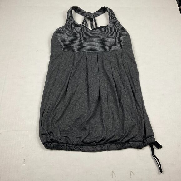 Lululemon Womens Power Technique Tank Top Gray Black Racerback Drawstring Size 6 - Picture 1 of 10